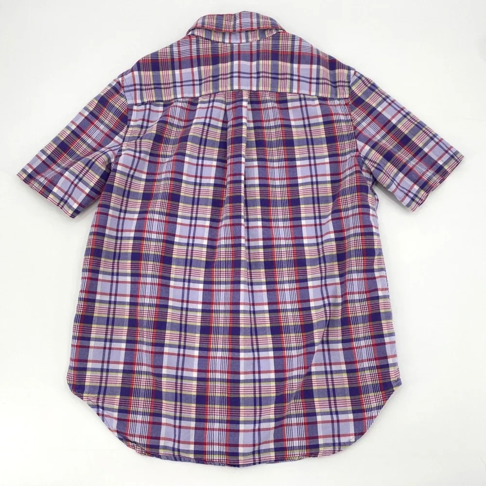 Ralph Lauren Kids Boys Medium 10-12 Purple Plaid Short Sleeve Button Down Shirt
